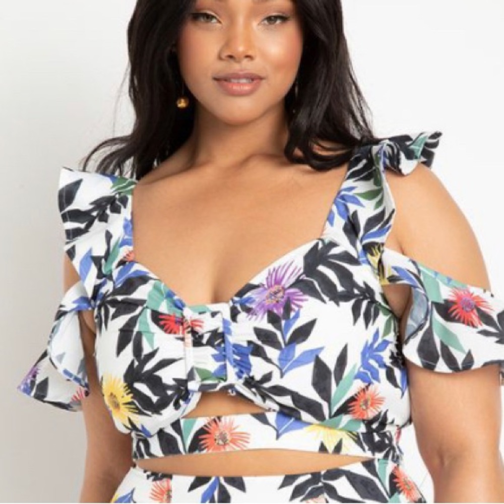 Eloquii plus floral off the shoulder crop top